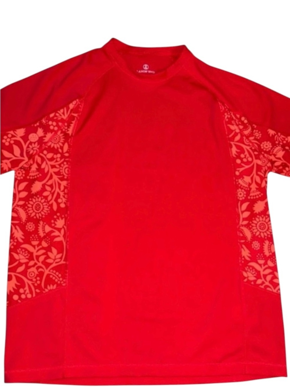 Lands’ End Men’s Red Floral Rash Guard Swim Shirt Size Large 42–44